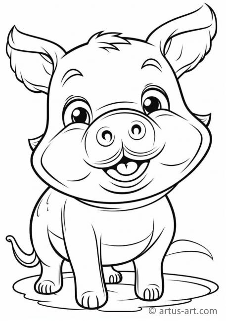Pagină de colorat cu porc pentru copii